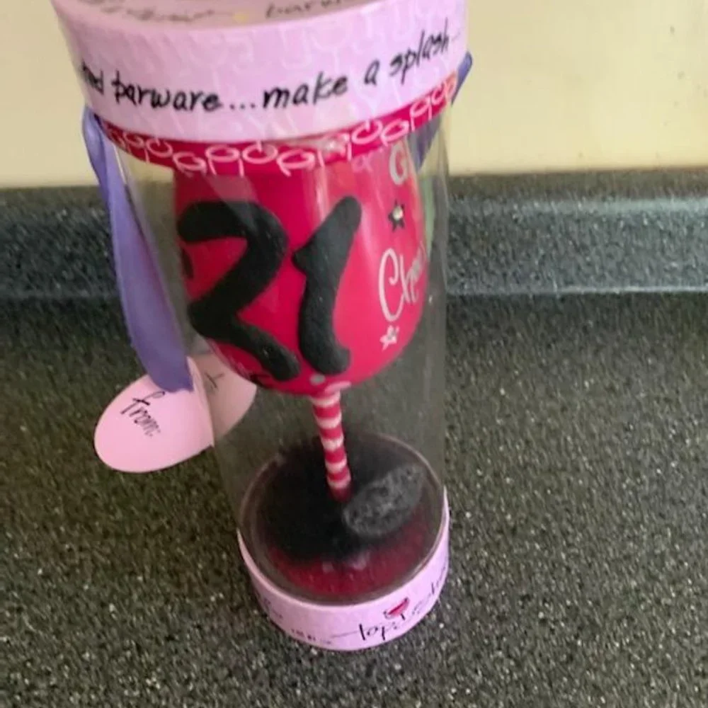 Top Shelf 21st Birthday Girl Wine Glass